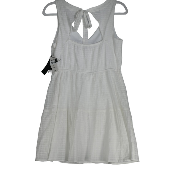 NEW Macy's City Studio Mini Dress Women Medium Ivory Gauzy Lined Tie Cut Out - Picture 7 of 10